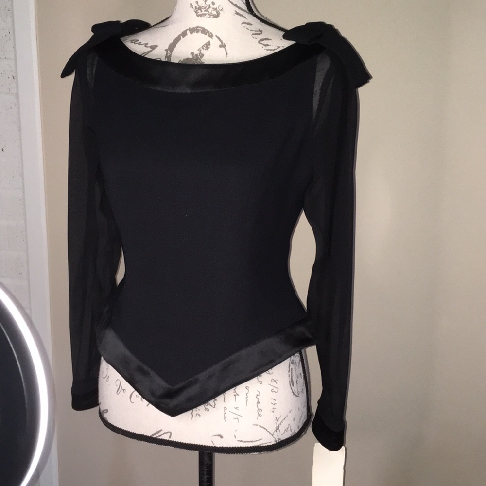 🆕 NIPON BOUTIQUE BLACK BACK BUTTON BLOUSE NWT
